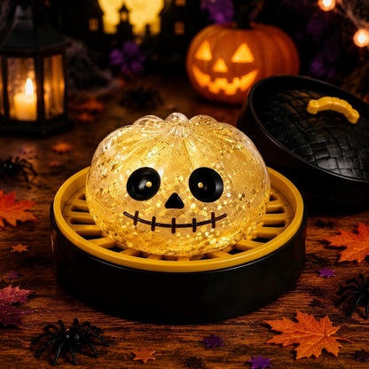 🎃 Halloween Mystery Blind Box – Cute Dumpling Squishy Toy with Mini Steamer Box, 5 Spooky Designs to Collect, Slow Rising Stress Relief