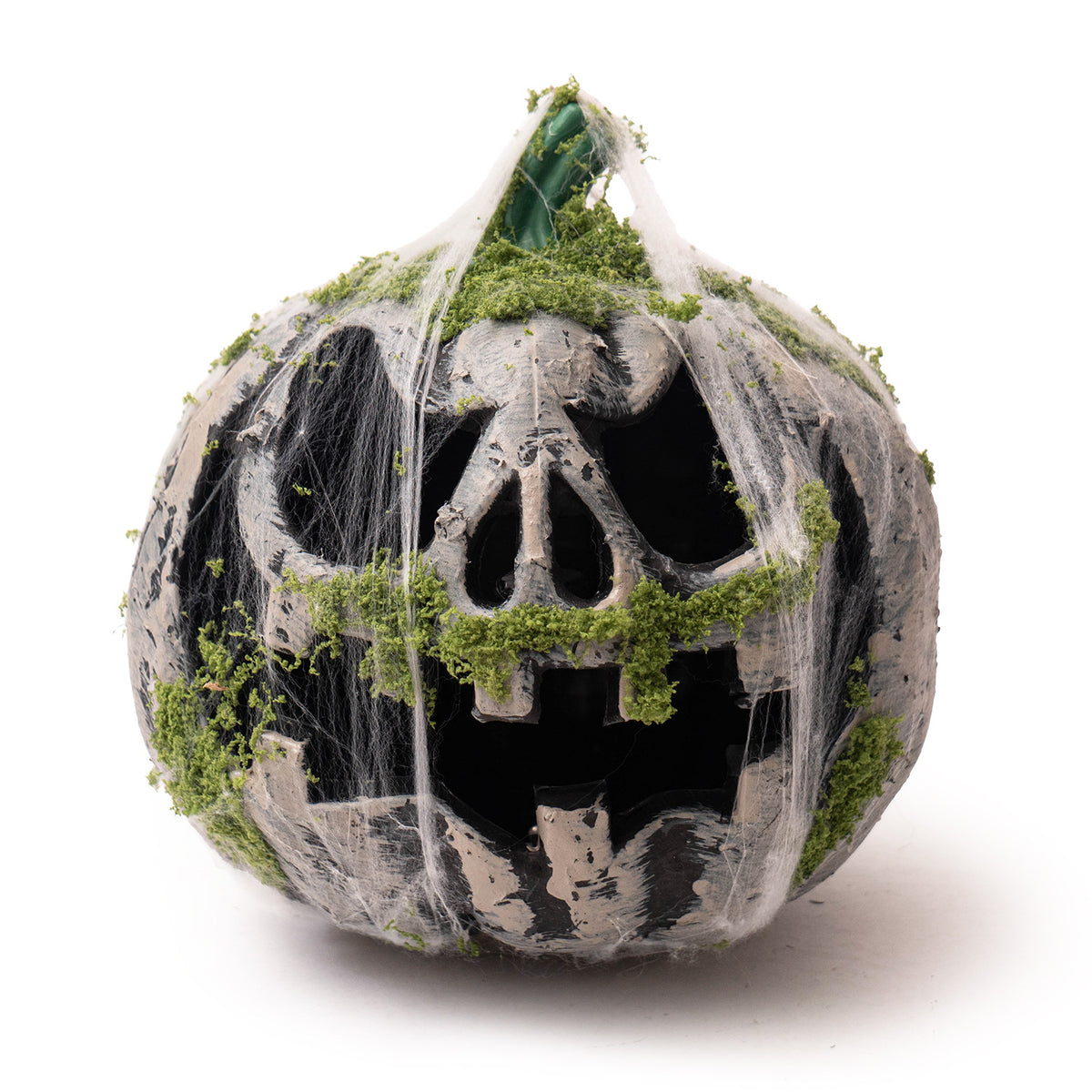 🎃 Halloween Moss Skull Pumpkin Lantern | Spooky Blue LED Light Haunted House Decor