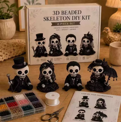 🧵 3D Beaded Skeleton DIY Kit – 4 Unique Styles (Pirate, Reaper, Egyptian & Gothic) with All Materials, Perfect Craft Gift for Kids & Adults