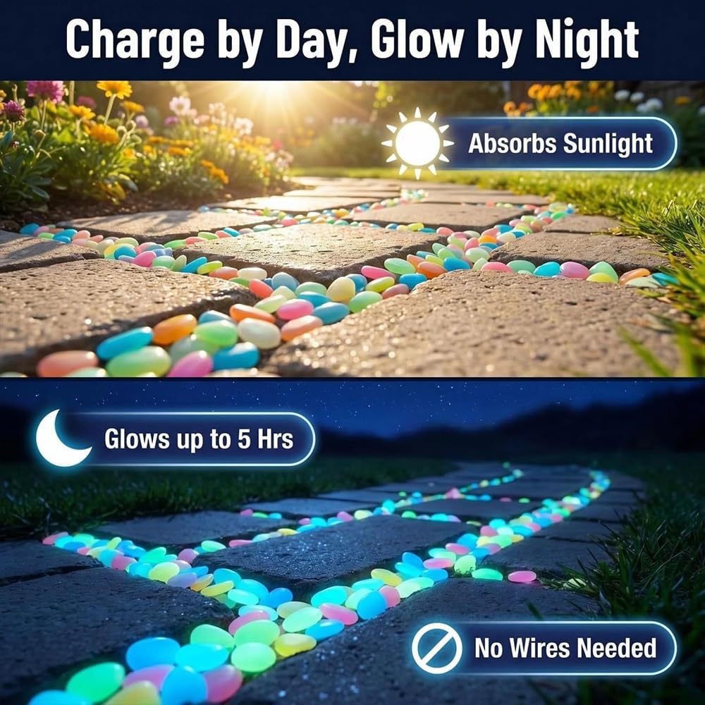 🌈Colorful Glow-in-the-Dark Garden Stones