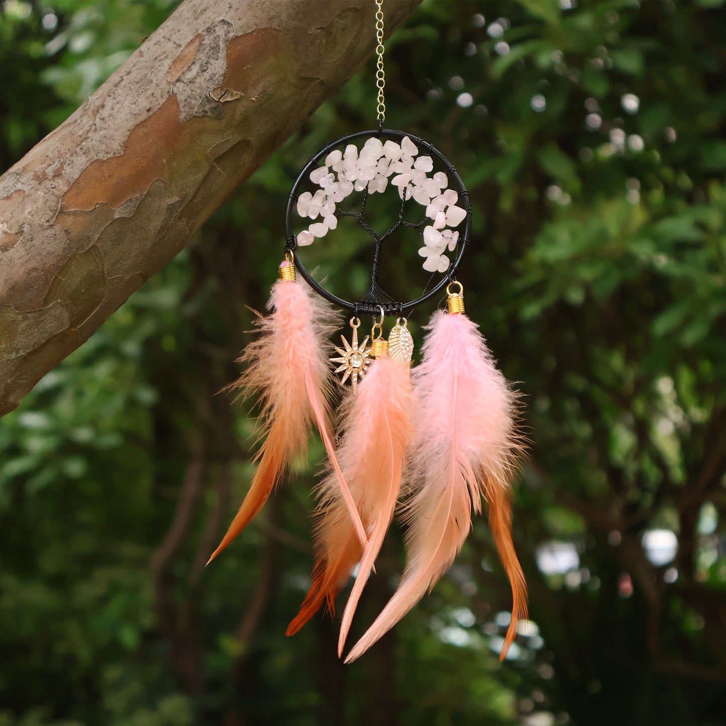 Crystal Tree ofLife Feather Hangin IColorful Boho Window &Wall Decor