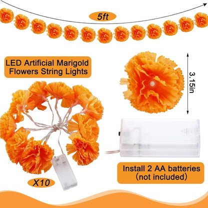🌼 LED Marigold String Lights — Brighten Every Festive Celebration! ✨