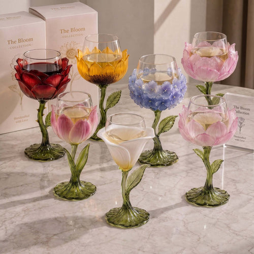 🌹 Exquisite Handcrafted Floral Art Glass Stemware