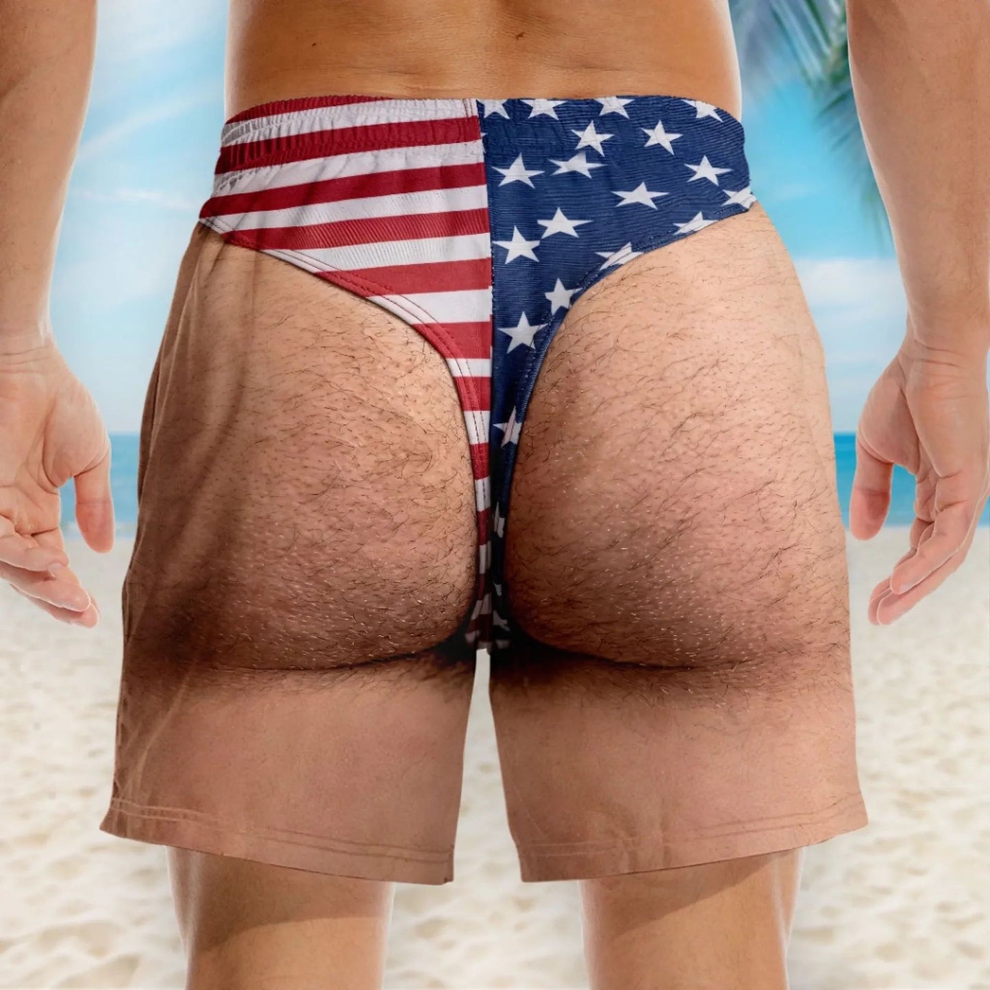 Funny Patriotic Men Swim Trunks - Personalized Summer Vacation And Travel Gifts For Men