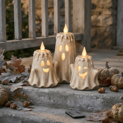 👻Ghost LED Candle Set | Halloween Spooky Ghost Decor