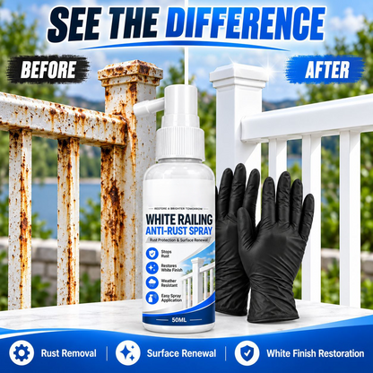 🤍White Railing Anti-Rust Spray-Rust Protection & Surface Renewal Spray for White Railings & Fences