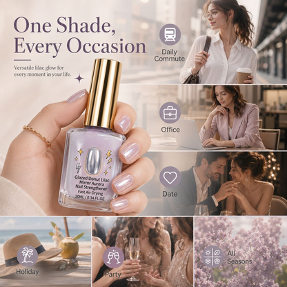 ✨ Glazed Donut Lilac Mirror‑Aurora Nail Strengthener Nail Polish (10ml)