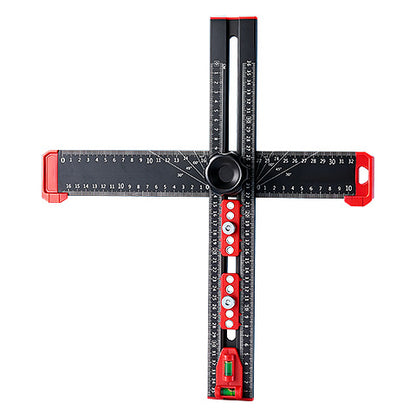📏4‑in‑1 Drilling Positioning Ruler | All‑In‑One Woodworking Layout Tool