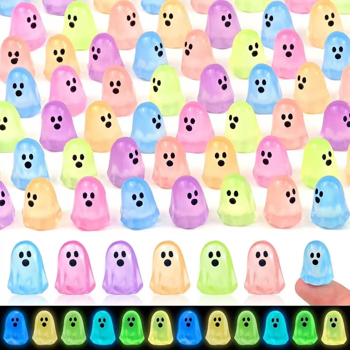 40PSC -Mini Resin Glow in the Dark Ghost Figurines|6 Colors, Glow in the Dark