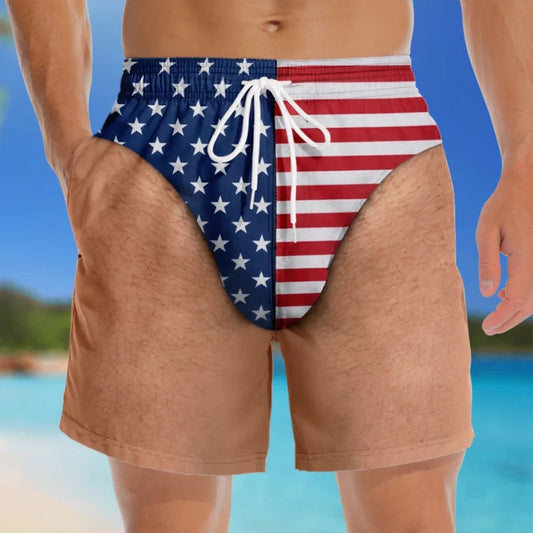 Funny Patriotic Men Swim Trunks - Personalized Summer Vacation And Travel Gifts For Men