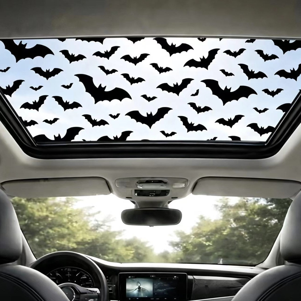 🕸️ Halloween Spider-Web Sunroof Decal – Create an eerie, shadowy autumn driving effect.