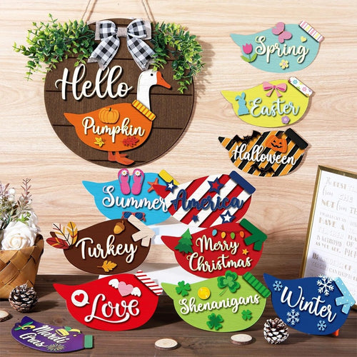 🦢 Interchangeable Seasonal Goose Welcome Sign-Refresh your front‑door decor all year long