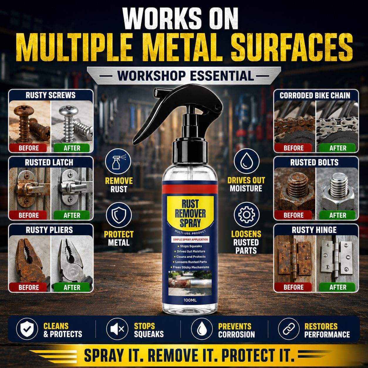 🔥Multifunctional Rust-Removing Lubricant | One-Spray Solution For All Your Rusted Metal