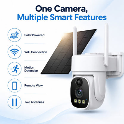 ☀️Solar‑Powered Outdoor Security WiFi Camera