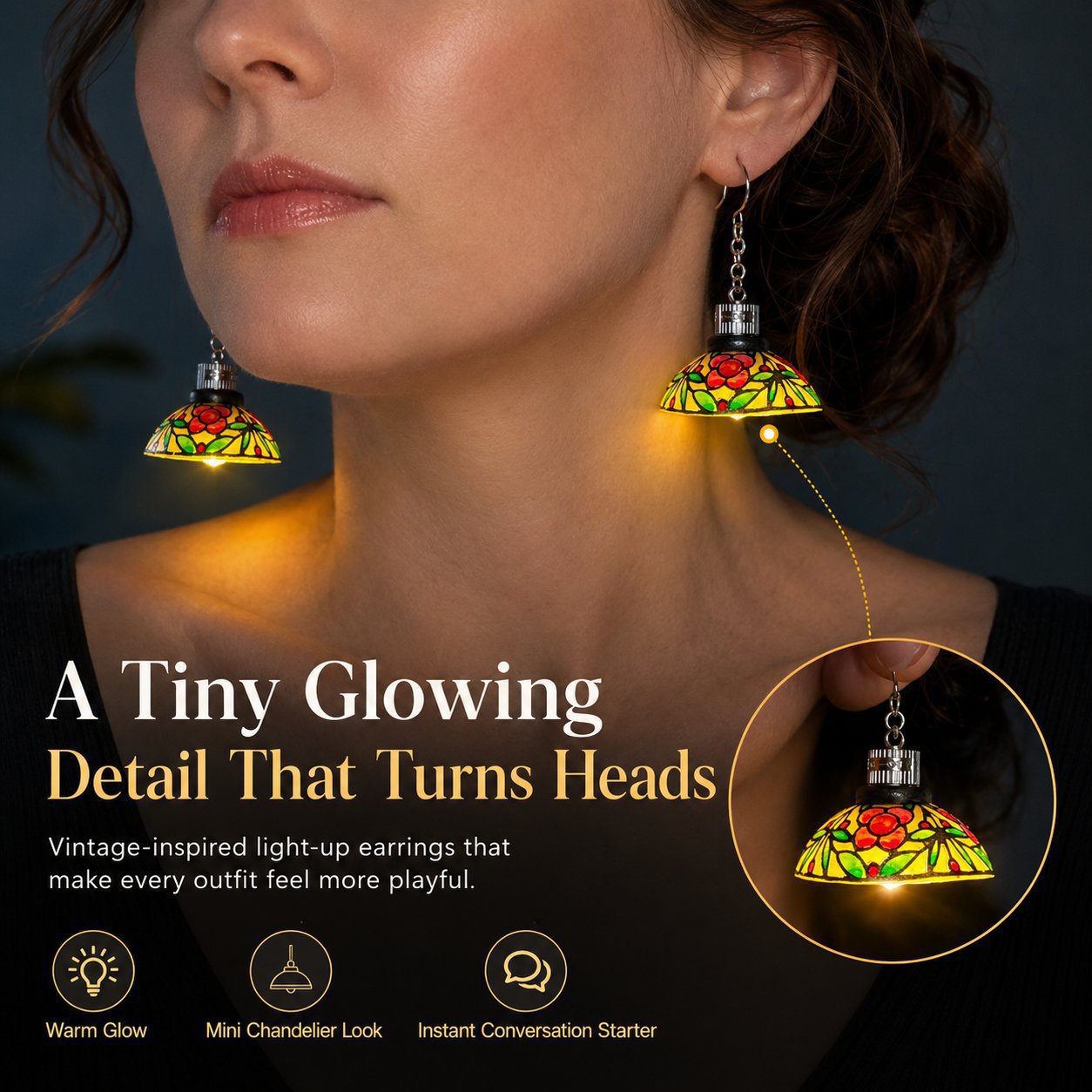 💡Handmade Vintage Light-Up Chandelier Earrings