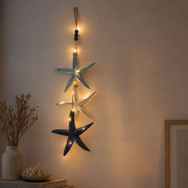 ⭐2026 HOT SALE🐟🌊Lighted Coastal Wooden Starfish & Fish Hanging Decor