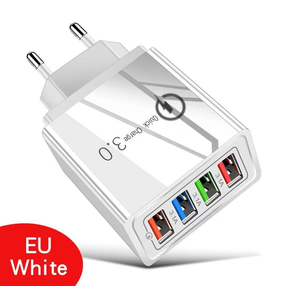 ⚡ 4-Port USB QC3.0 Multi Fast Charger