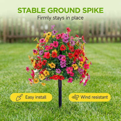 Artificial Outdoor Fake Flowers with Ground Stake