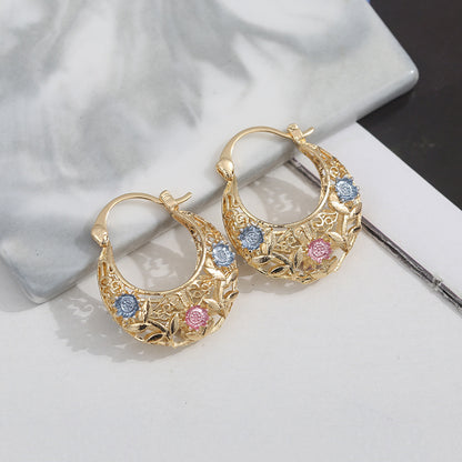 🌸 Vintage Filigree Floral Hoop Earrings