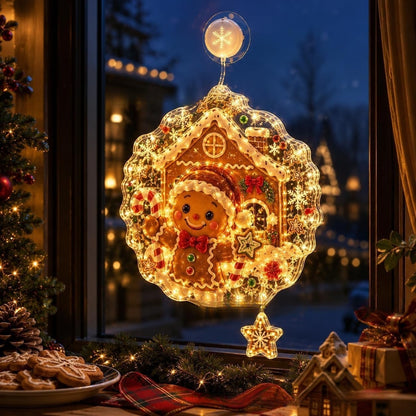 🎄Lighted Christmas Window Decoration with Suction Cup | Warm LED Window Light with Double-Layer Design & Multiple Festive Styles ✨