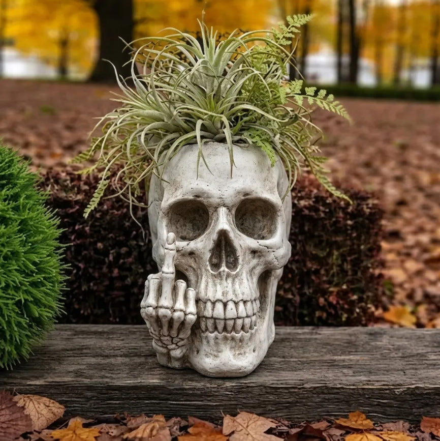 💀Middle Finger Skull Planter