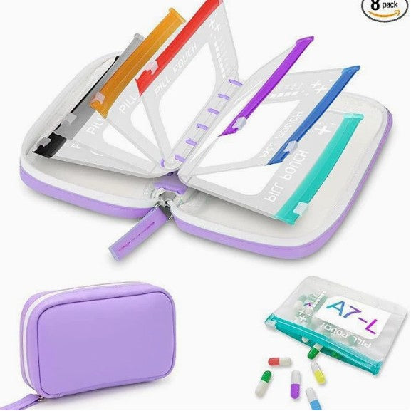 💊A8 Waterproof Pill Pouch Set –  14 Days of Meds & Vitamins💧Waterproof & Crush-Resistant Shell
