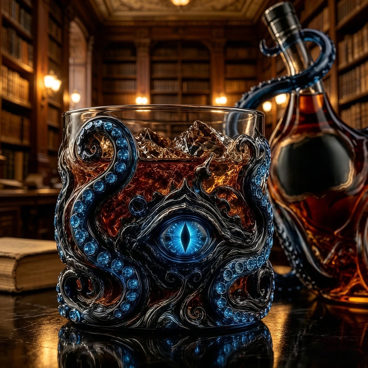 🐙 Kraken Eye Octopus Whiskey Glass | Gothic Kraken Old Fashioned Whiskey Glass