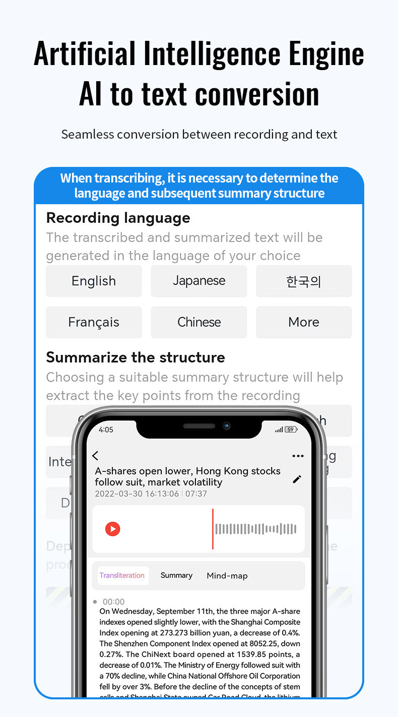 🎙 AI Smart Magnetic Bluetooth Voice Recorder | Real-Time Transcription & 60-Language Translation