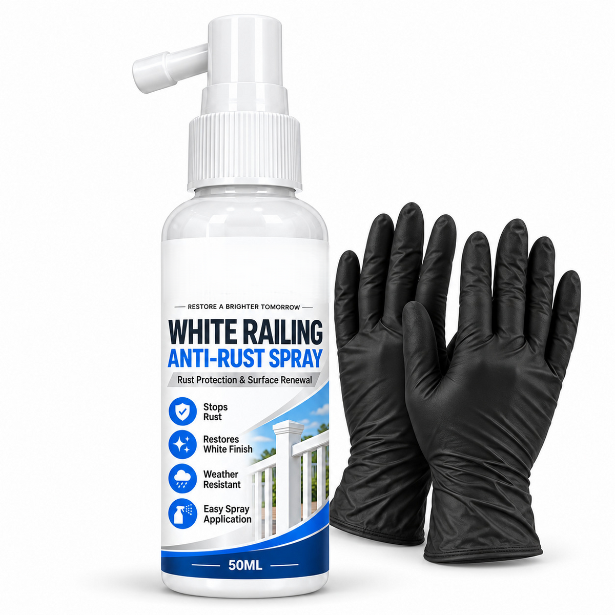 🤍White Railing Anti-Rust Spray-Rust Protection & Surface Renewal Spray for White Railings & Fences