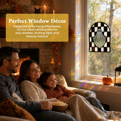 👻 Halloween Ghost Checkerboard Acrylic Suncatcher