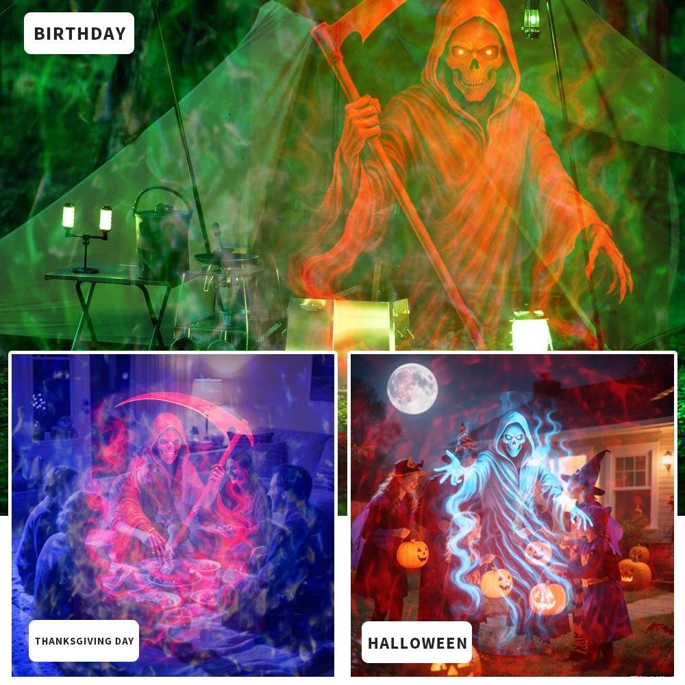 👻 Halloween Dual-Tube Water Wave Projection Light | Indoor/Outdoor LED Decorative Light