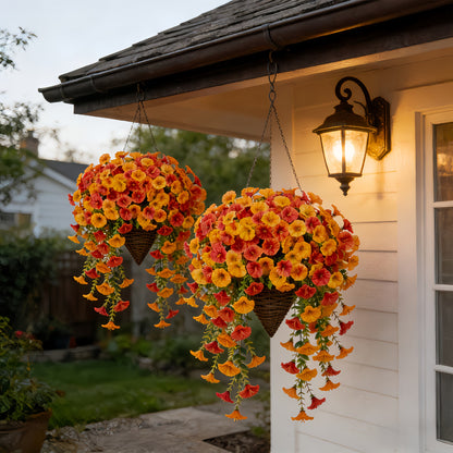 🍂 Artificial Fall Hanging Floral Swag | UV Resistant Autumn Orange Red Flower Garland