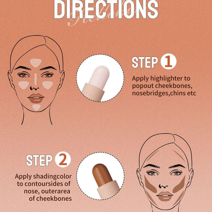 ✨2‑in‑1 Highlight & Contour Stick