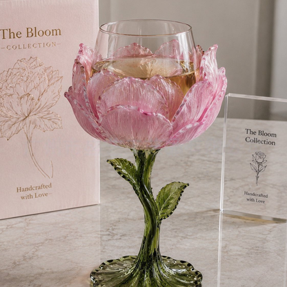 🌹 Exquisite Handcrafted Floral Art Glass Stemware