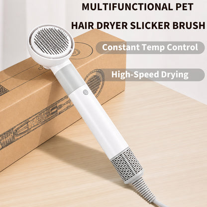 🐶2‑in‑1 Pet Grooming Dryer Brush | Low Noise Portable Dog Cat Hair Blow Dryer for Home Pet Bath Grooming