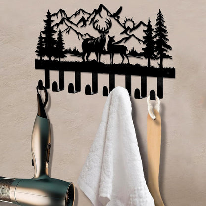 🦌🪝Deer Mountain Metal Wall Hook | Rustic Wildlife Coat & Key Hanger
