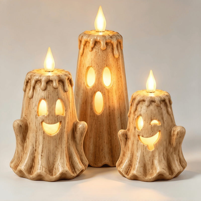 👻Ghost LED Candle Set | Halloween Spooky Ghost Decor
