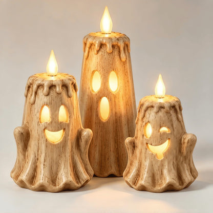 👻Ghost LED Candle Set | Halloween Spooky Ghost Decor