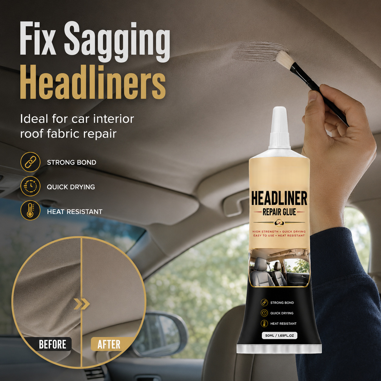🚗Car Headliner Repair Glue | Automotive Interior Fabric Adhesive