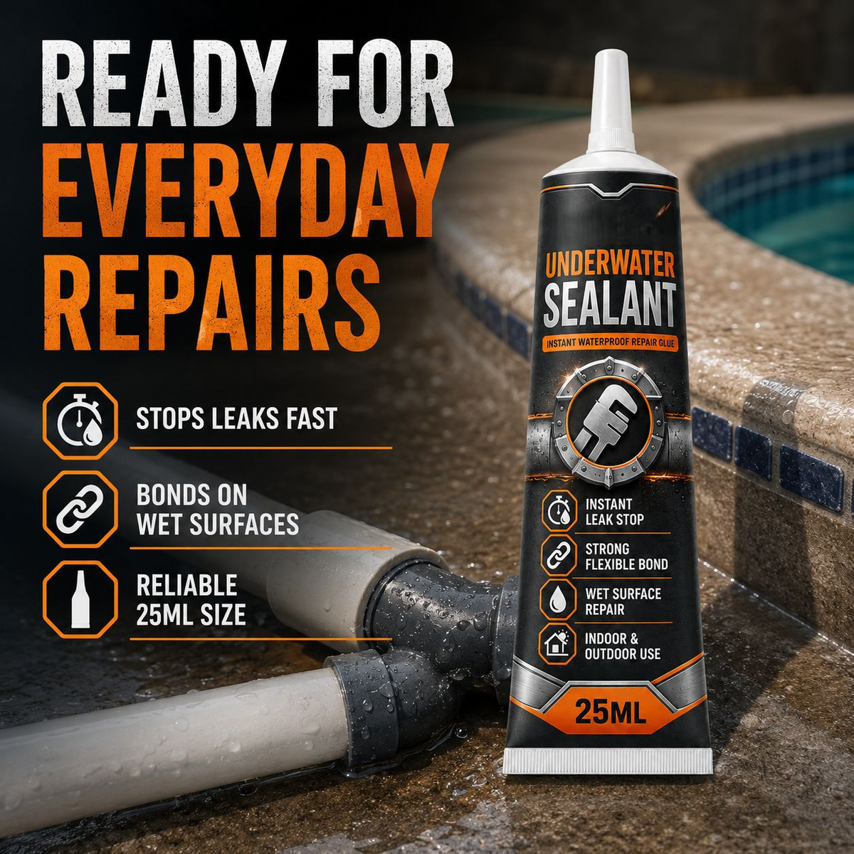 💧⚒️Underwater Sealant Instant Waterproof Repair Glue（2PCS） – Powerful waterproofing; effectively repairs leaks, cracks, and gaps.