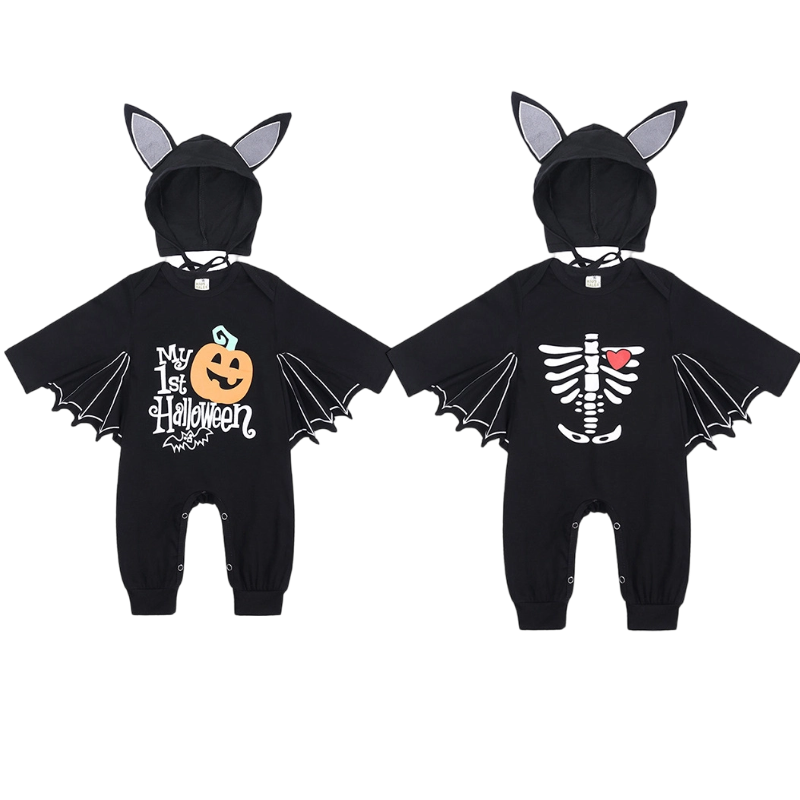 🦇 Baby Bat Halloween Costume Romper | 2 Prints Available