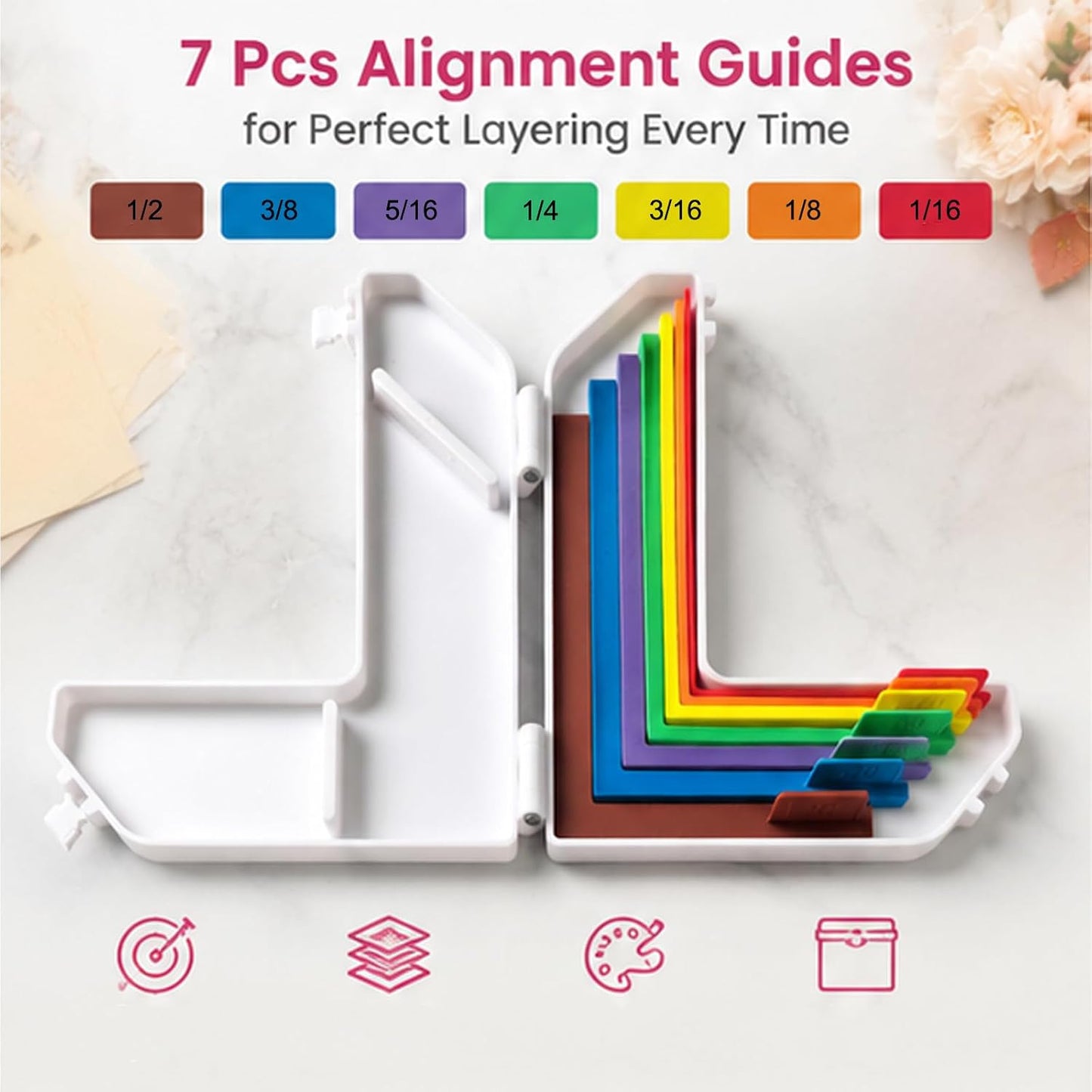 Paper Crafting Alignment Guide Set with Case, 7 PCS Precision Layering