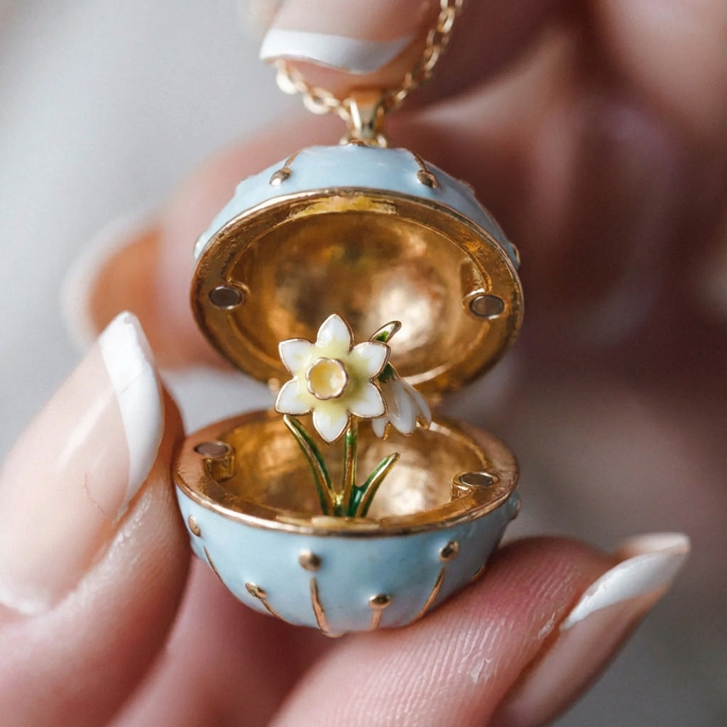 🥚💐Egg Locket Necklace with Hidden Flower