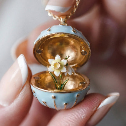 🥚💐Egg Locket Necklace with Hidden Flower