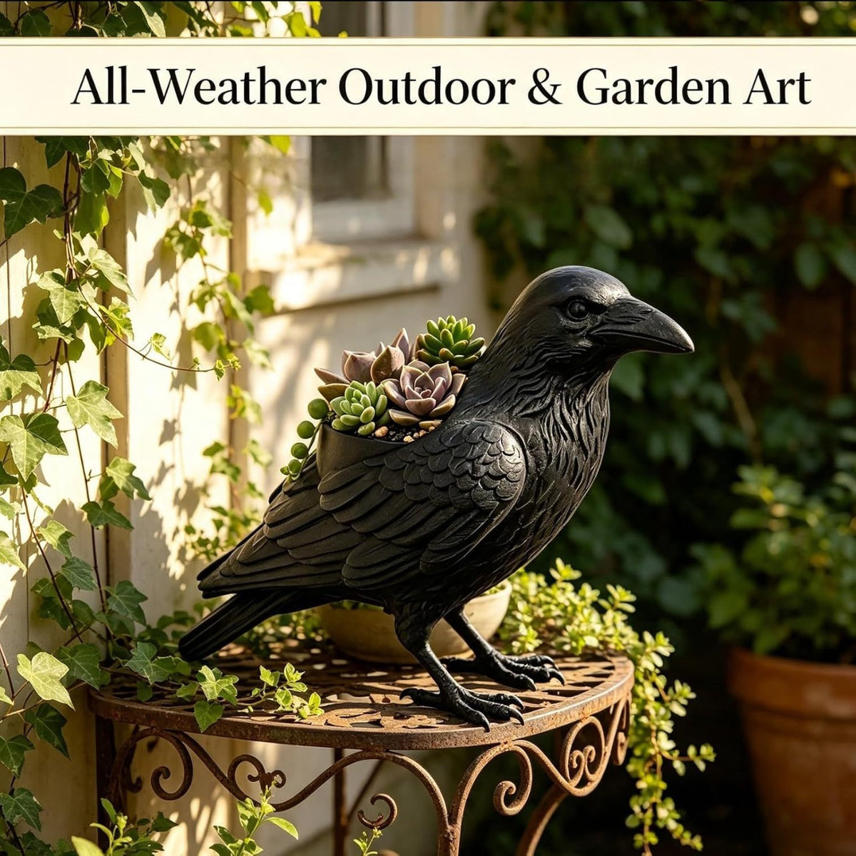 🐦‍⬛Crow Succulent Pot-Add mysterious gothic flair to your home and garden