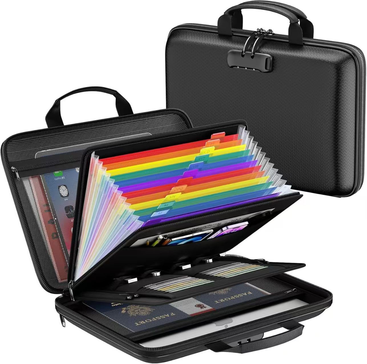 🔥 Fireproof Document Bag With Lock & Removable Accordion Folder