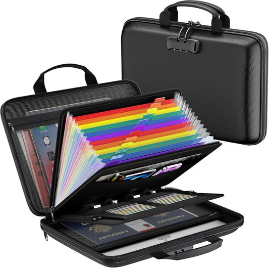 🔥 Fireproof Document Bag With Lock & Removable Accordion Folder