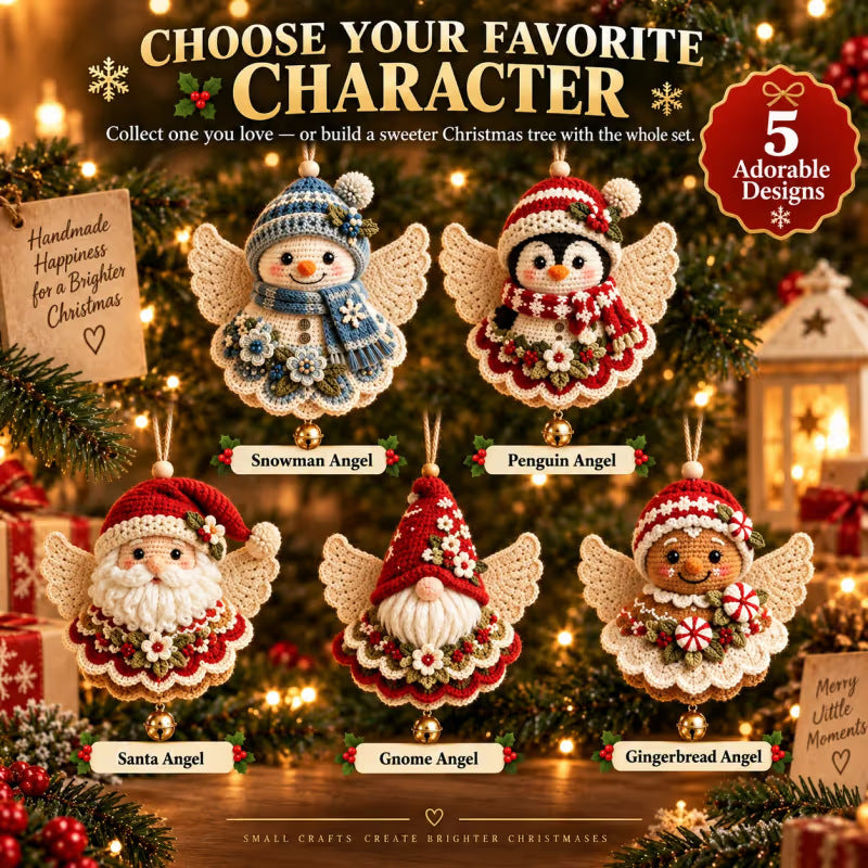 ⛄ 5 Styles Christmas Angel Crochet Ornament Set