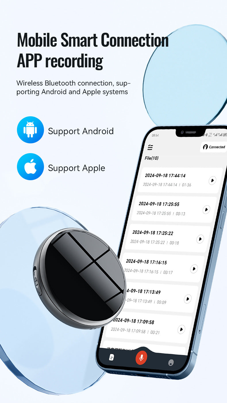🎙 AI Smart Magnetic Bluetooth Voice Recorder | Real-Time Transcription & 60-Language Translation