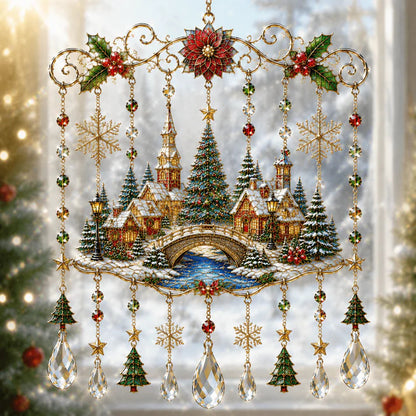 🎄🎐Handmade Christmas Stained Glass Window Hanging